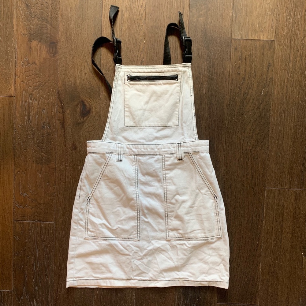 topshop cream denim utility mini dress